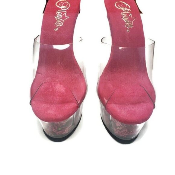 Pleaser Delight 6" Heel Platform Pumps Women's Size 6  Pink Flowers Sexy… - Picture 11 of 12
